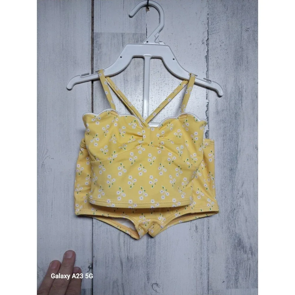 Janie And Jack 2 Piece Yellow Floral Bikini 12-18 Months